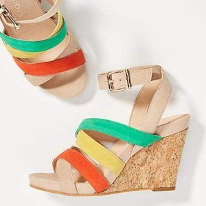 Pyramidis Crossed Strap Wedge Sandals  - Anthro